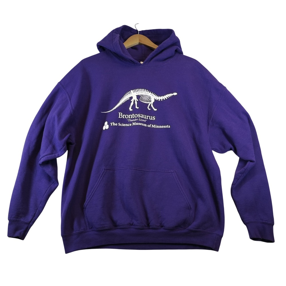 Stranger Things Gildan Purple Brontosaurus Science Museum Minnesota Hoodie Sz XL